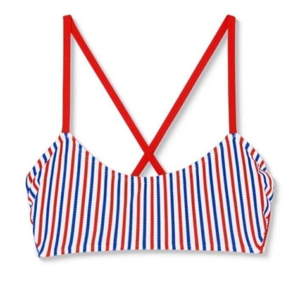 Xhilaration Red, White, And Blue Stripes Bikini Swim Top,‎ Size s, NWOT